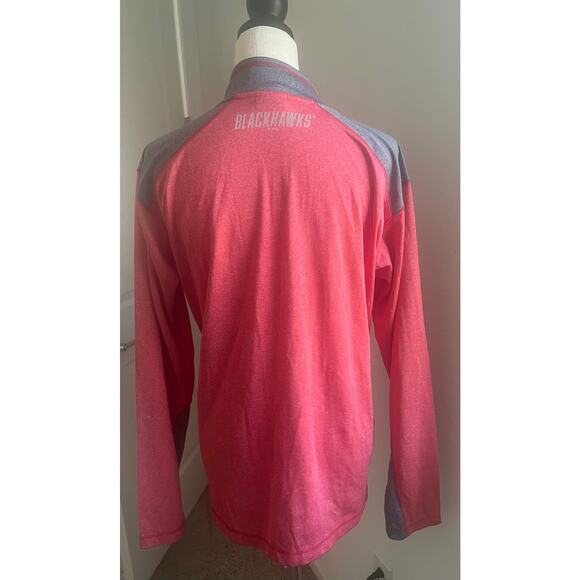 NHL Men’s Chicago Blackhawk Red Gray Long Sleeve  1/4  Zip Shirt w/ Pockets M - Picture 4 of 8